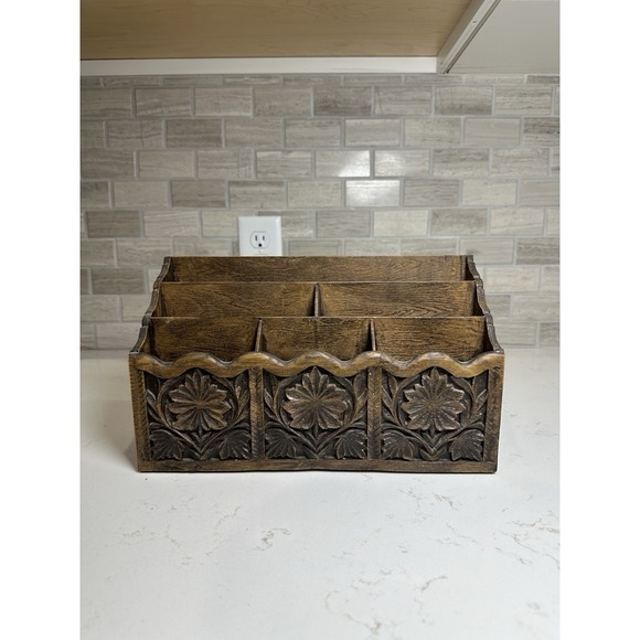 Vintage 1960s Lerner Tiki Bar Polynesian Desk‎ Caddy Organizer Letter Mail Box - Picture 1 of 10